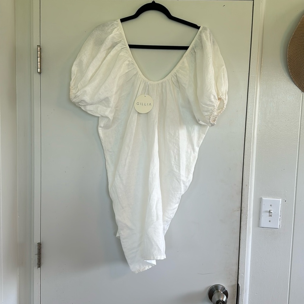 Gillia linen puff sleeve dress